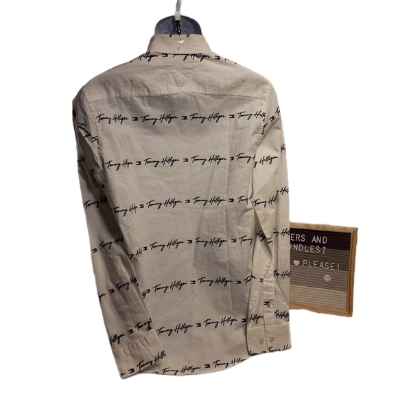 Tommy Hilfiger Spell Out Button Down Shirt White Small NWOT - Picture 4 of 10